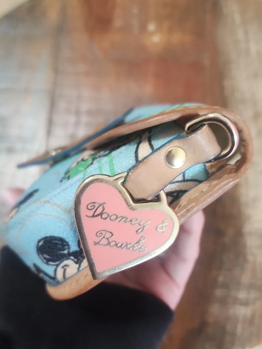 Dooney & Bourke Blue Disney Character Wristlet Pouch Mickey Minnie Tickerbell